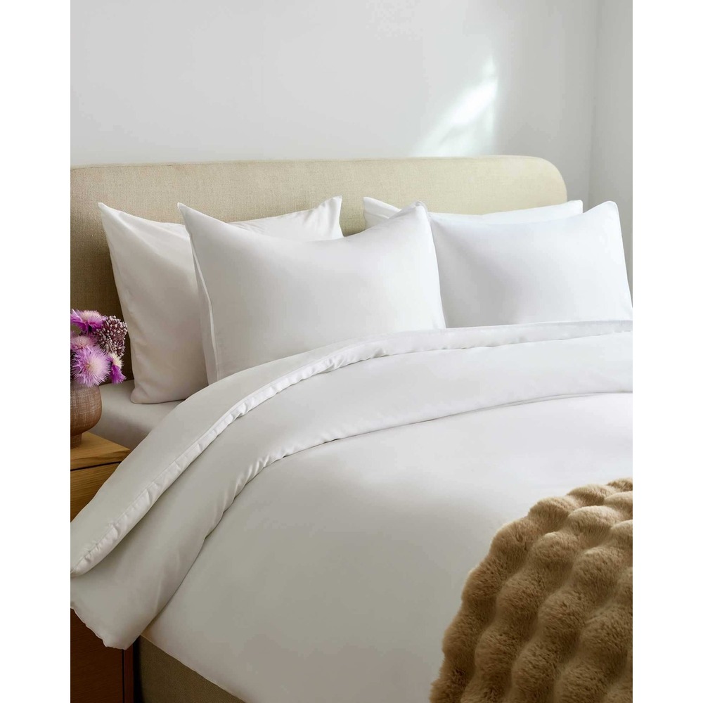 Quince Organic Cotton Sateen Sheet Set White Size TwinXL New With Tags‎